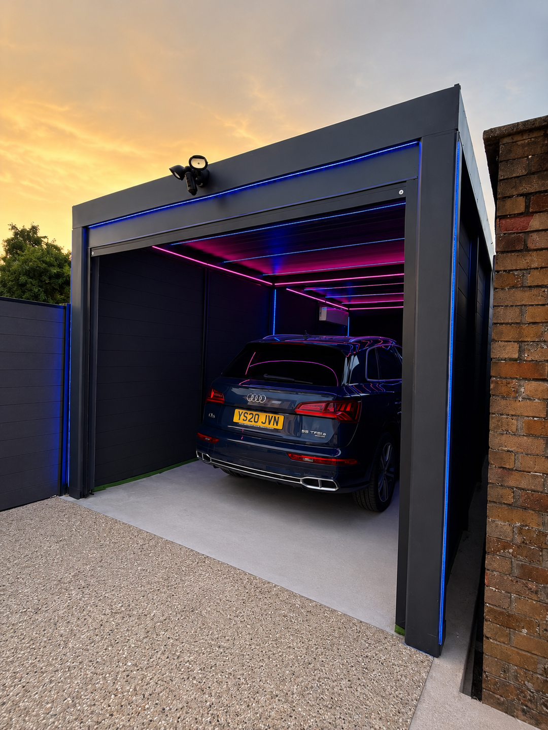 Pergo Garage Installation | Luxury Aluminium Garage with Louvered Roof